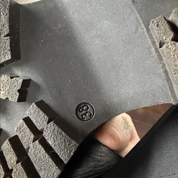 FREE PEOPLE Chunky Black Winona Platform Wedge Sandal Heel Lug Size 38 - Picture 5 of 5